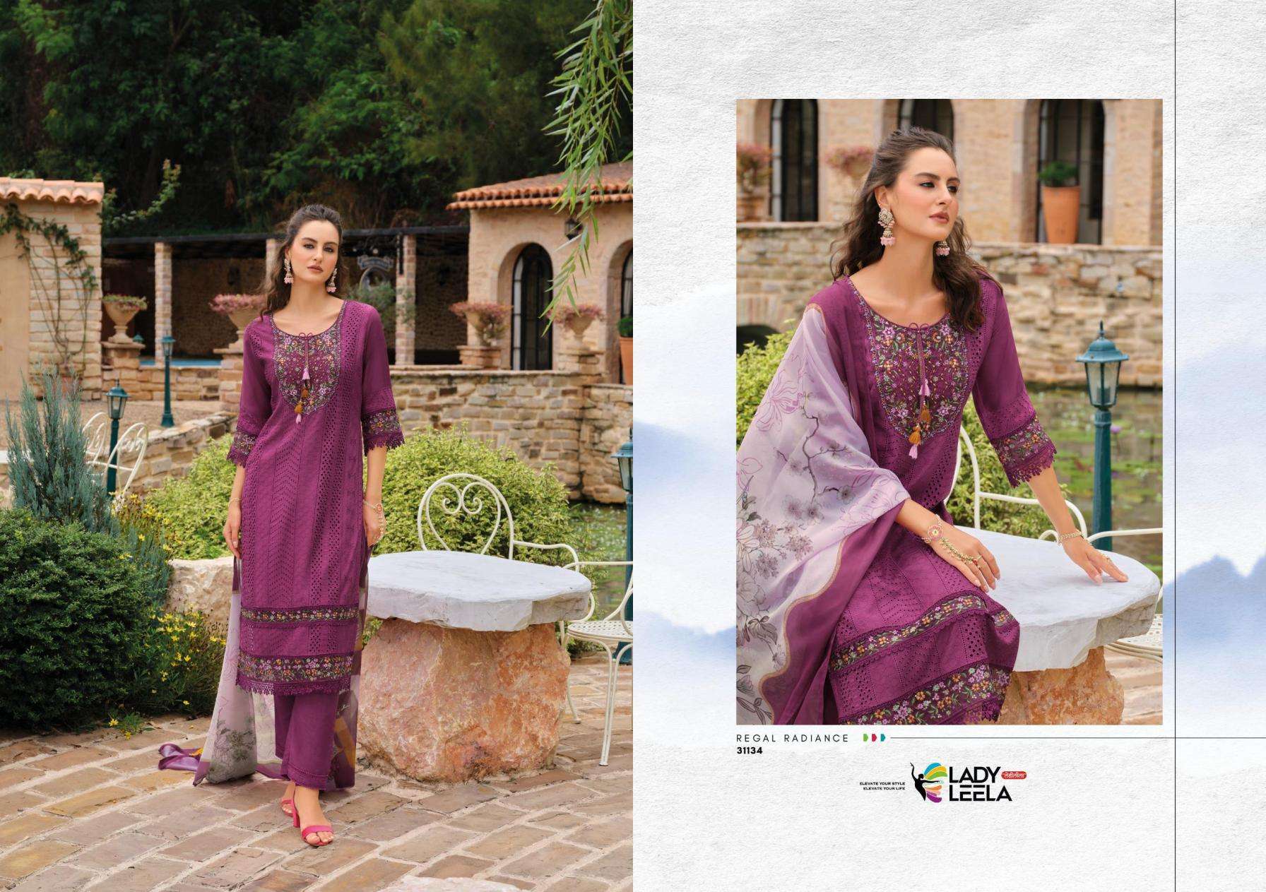 LADY LEELA PRESENTS IZHAAR READYMADE EXCLUSIVE MUSLIN SCHIFLI WORK 3PCS DRESS CATALOG WHOLESALER AND EXORTER IN SURAT