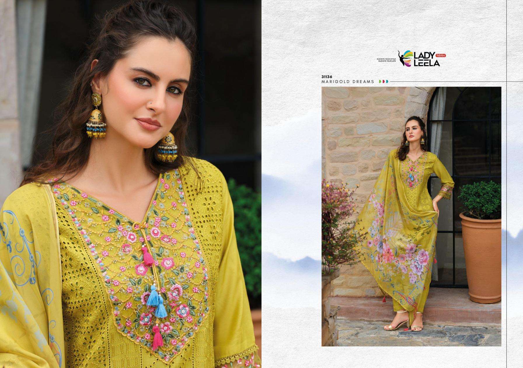 LADY LEELA PRESENTS IZHAAR READYMADE EXCLUSIVE MUSLIN SCHIFLI WORK 3PCS DRESS CATALOG WHOLESALER AND EXORTER IN SURAT