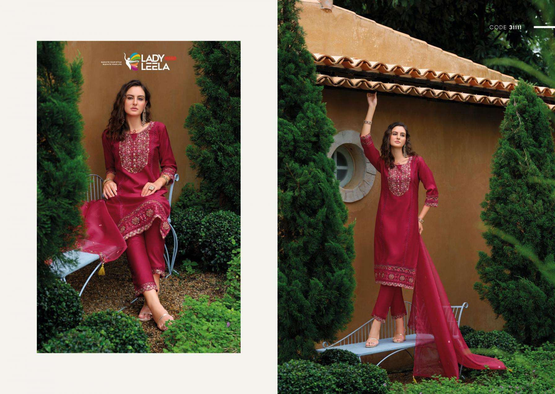Lady Leela Presents Rutba Handwork Viscose Silk Readymade Salwar Suits Catalog Wholesaler And Exporter 