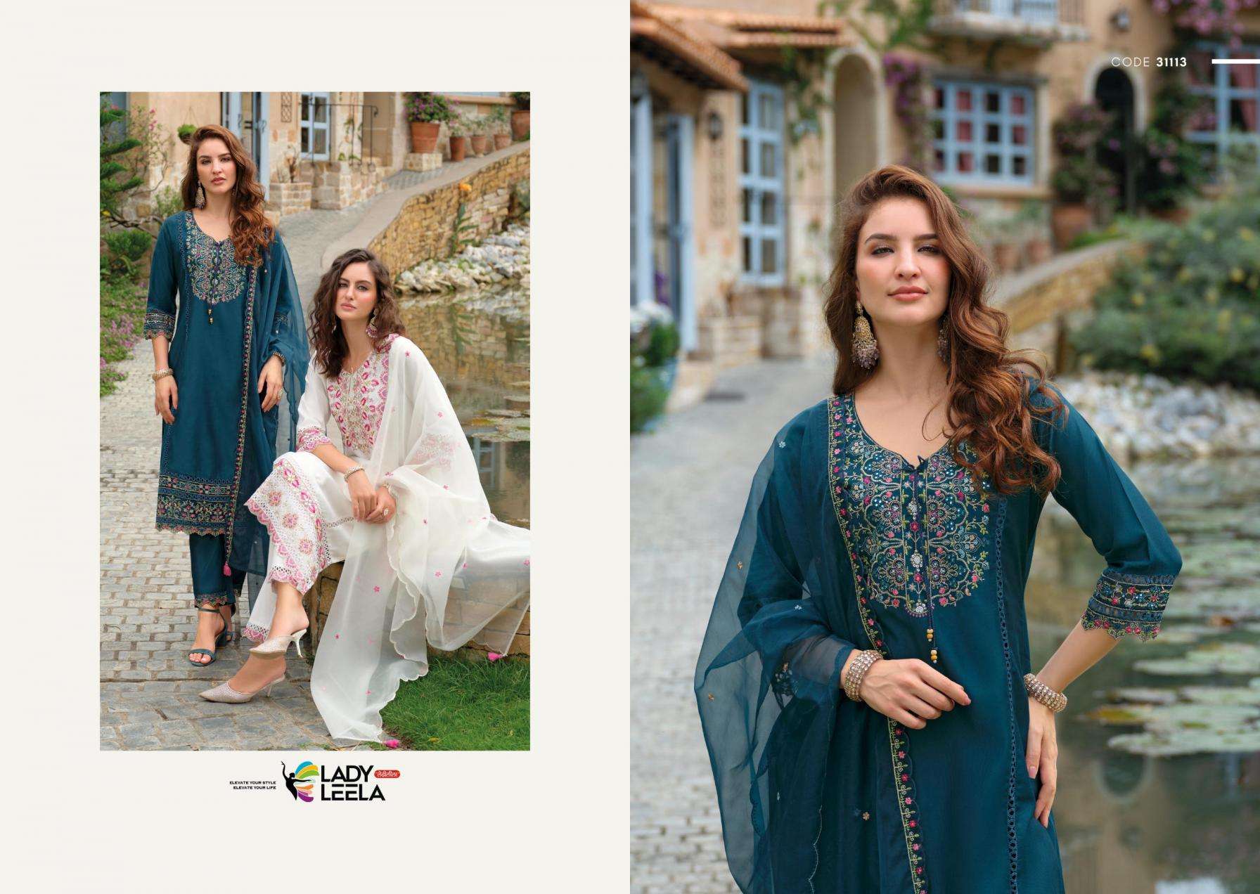 Lady Leela Presents Rutba Handwork Viscose Silk Readymade Salwar Suits Catalog Wholesaler And Exporter 