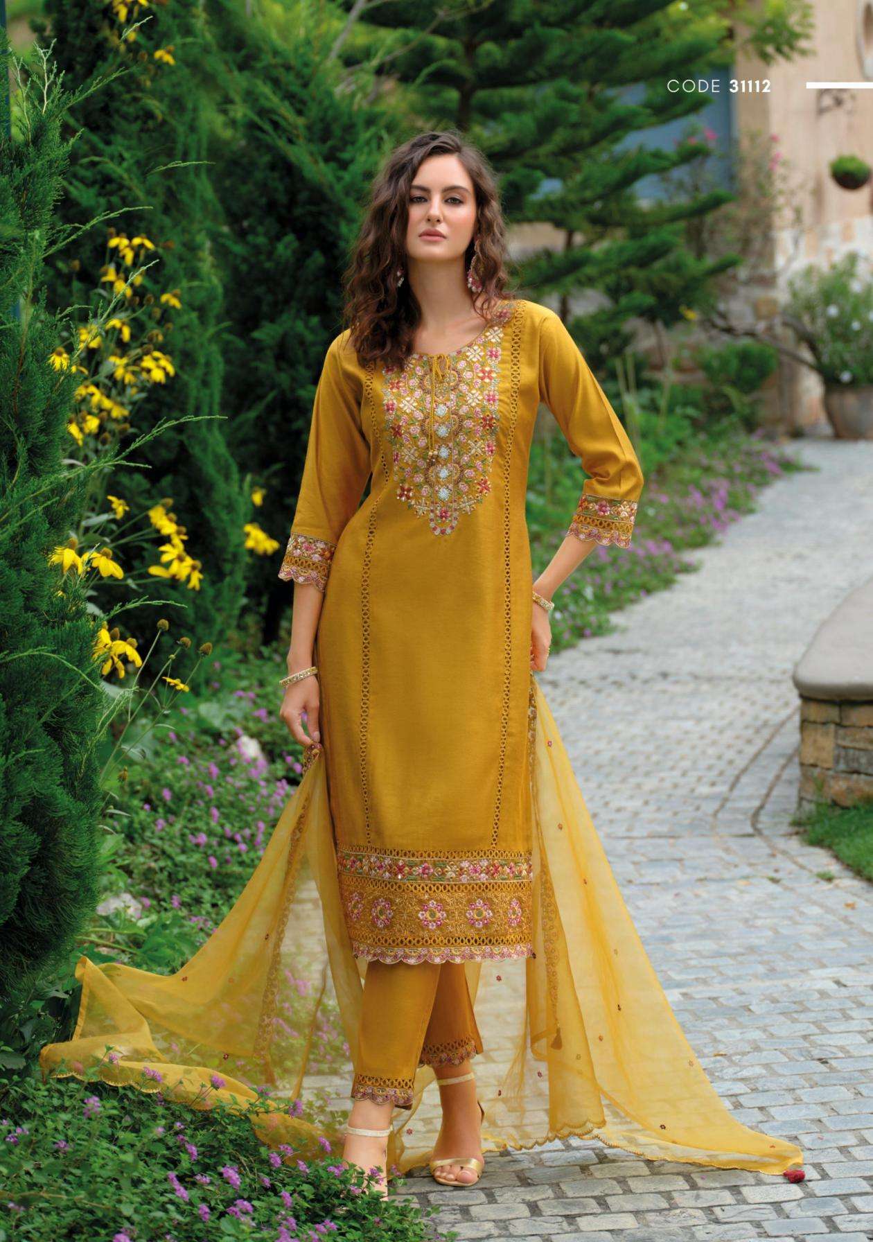 Lady Leela Presents Rutba Handwork Viscose Silk Readymade Salwar Suits Catalog Wholesaler And Exporter 