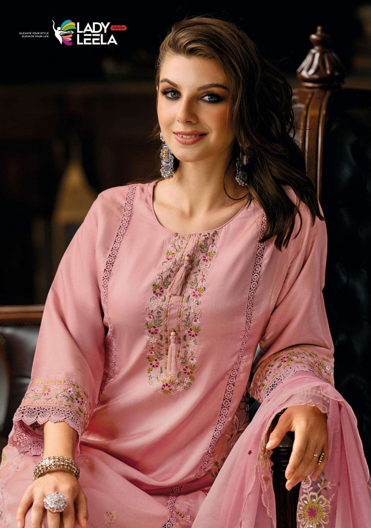 Lady Leela Presents Viscose Roman Readymade Party Wear Kurtis Catalog Wholesaler And Exporter 