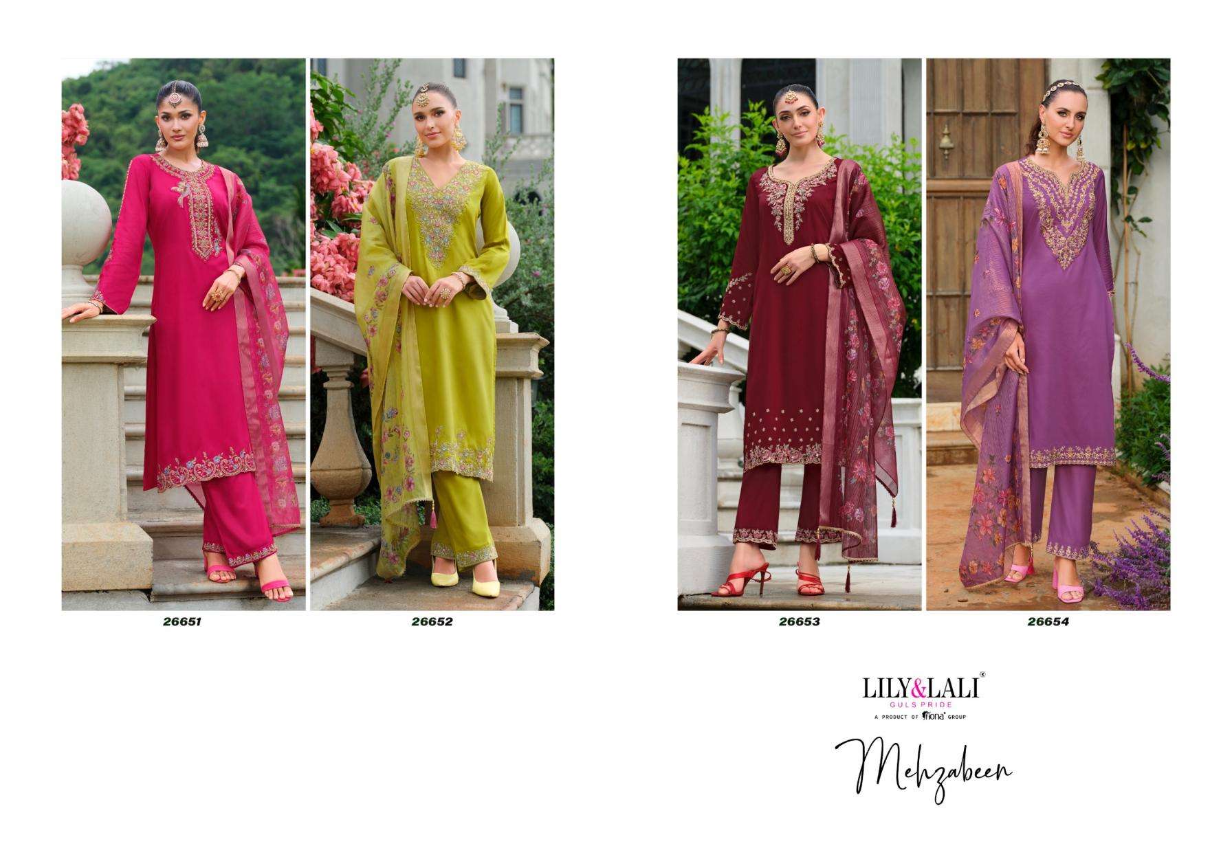 Lily & Lali Presents Mehzabeen Exclusive Design Viscose Gaji Silk Full Stitch 3pcs Kurtis Catalog Wholesaler And Exporter 