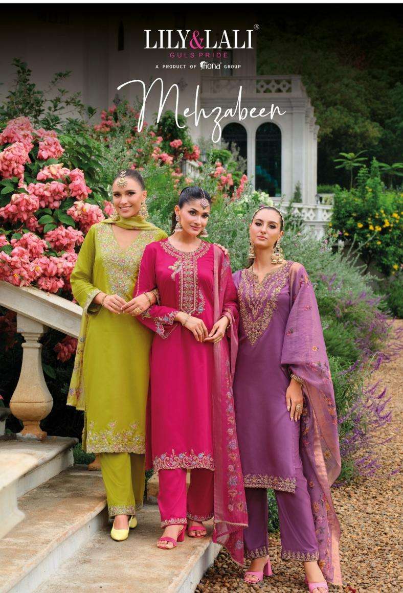 Lily & Lali Presents Mehzabeen Exclusive Design Viscose Gaji Silk Full Stitch 3pcs Kurtis Catalog Wholesaler And Exporter 