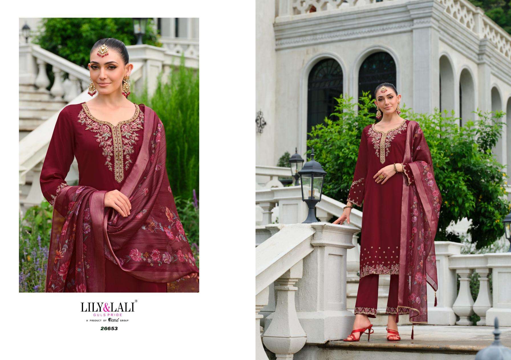 Lily & Lali Presents Mehzabeen Exclusive Design Viscose Gaji Silk Full Stitch 3pcs Kurtis Catalog Wholesaler And Exporter 