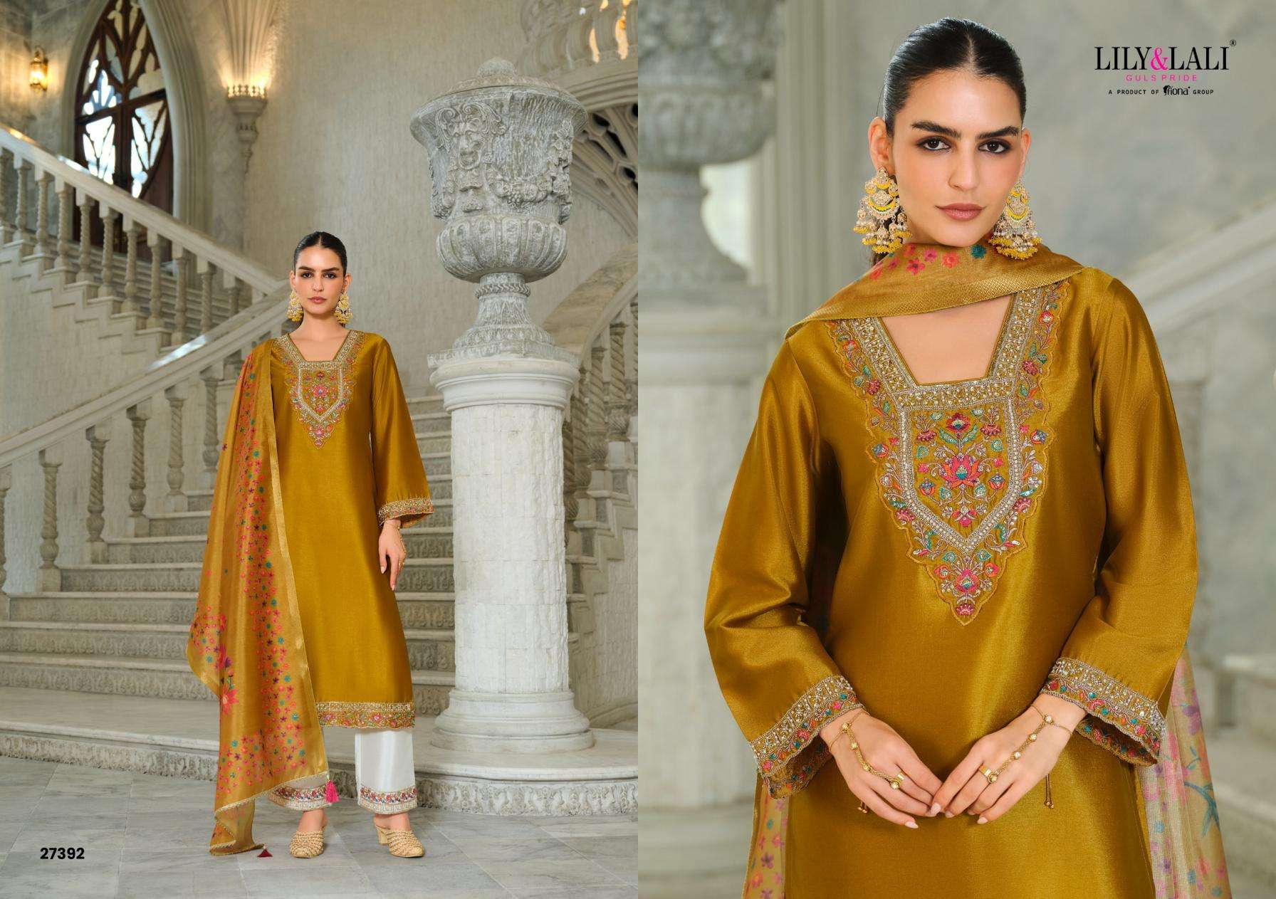 Lily & Lali Presents Monica Exclusive Silk Full Stitch 3pcs Catalog Wholesaler And Exporter In Surat 