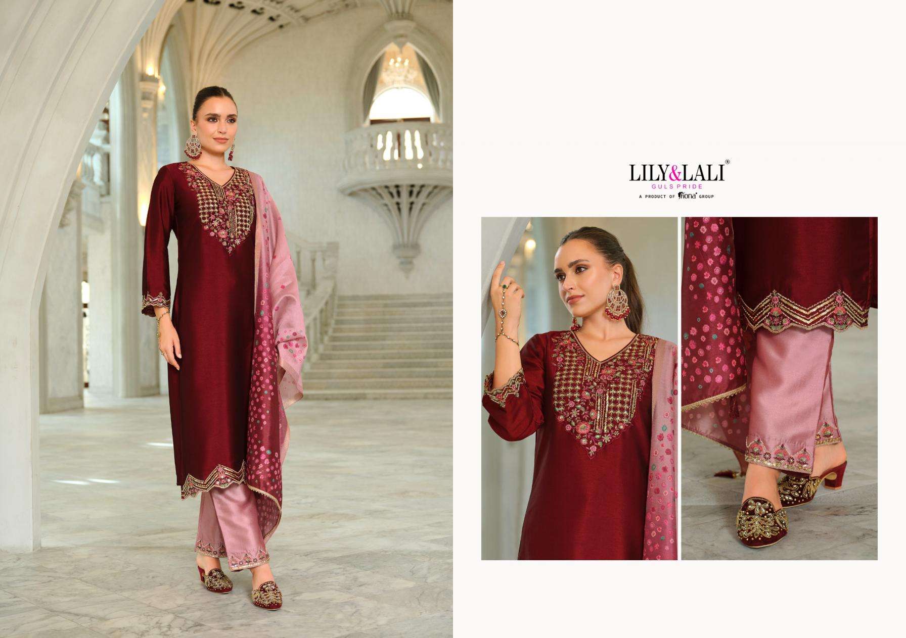 Lily & Lali Presents Monica Exclusive Silk Full Stitch 3pcs Catalog Wholesaler And Exporter In Surat 
