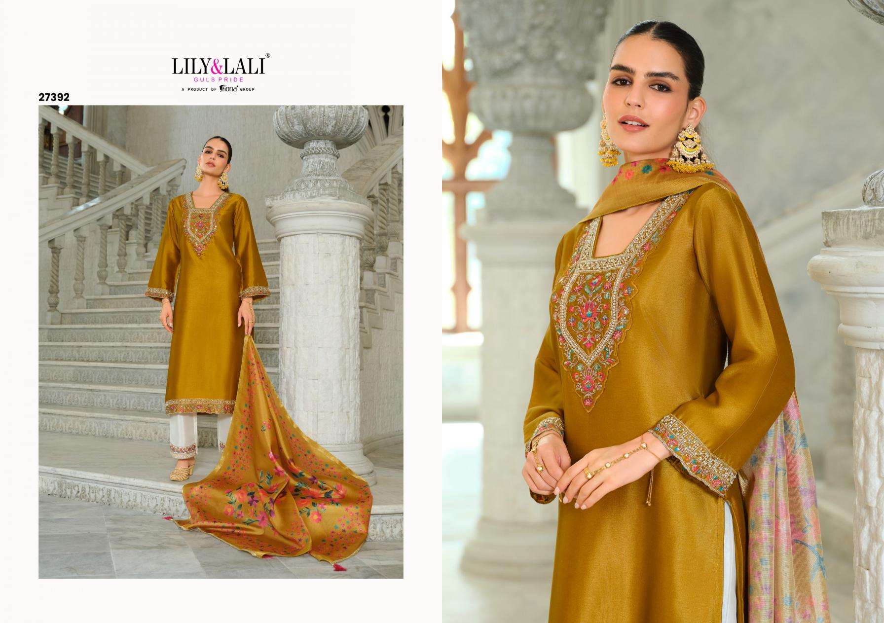 Lily & Lali Presents Monica Exclusive Silk Full Stitch 3pcs Catalog Wholesaler And Exporter In Surat 