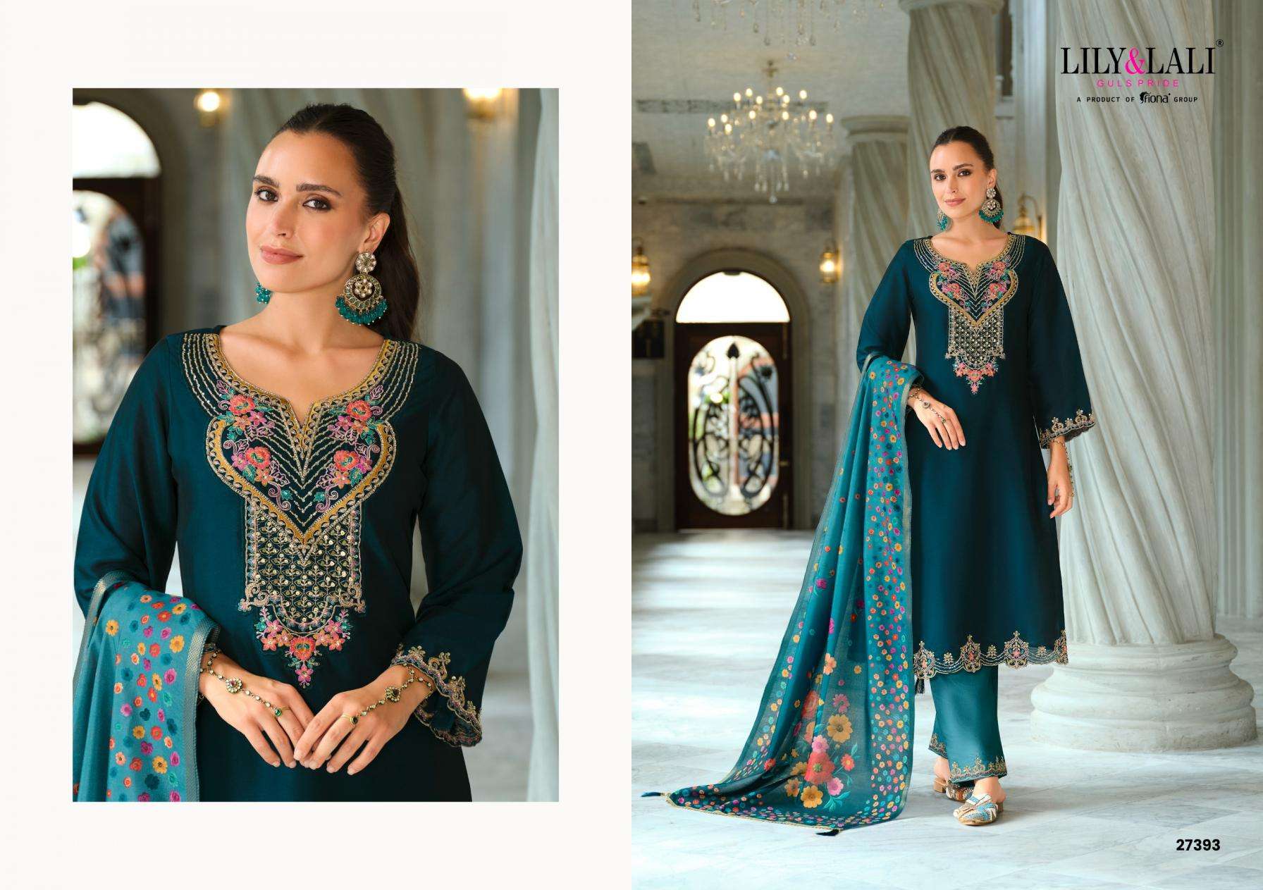 Lily & Lali Presents Monica Exclusive Silk Full Stitch 3pcs Catalog Wholesaler And Exporter In Surat 