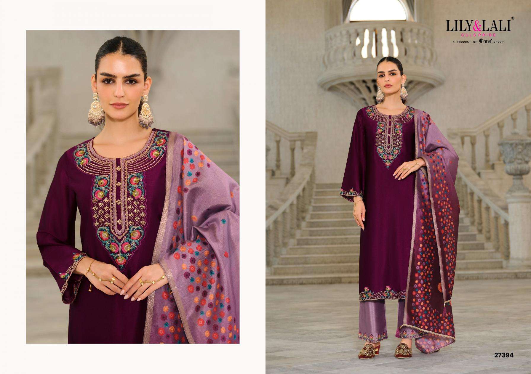 Lily & Lali Presents Monica Exclusive Silk Full Stitch 3pcs Catalog Wholesaler And Exporter In Surat 