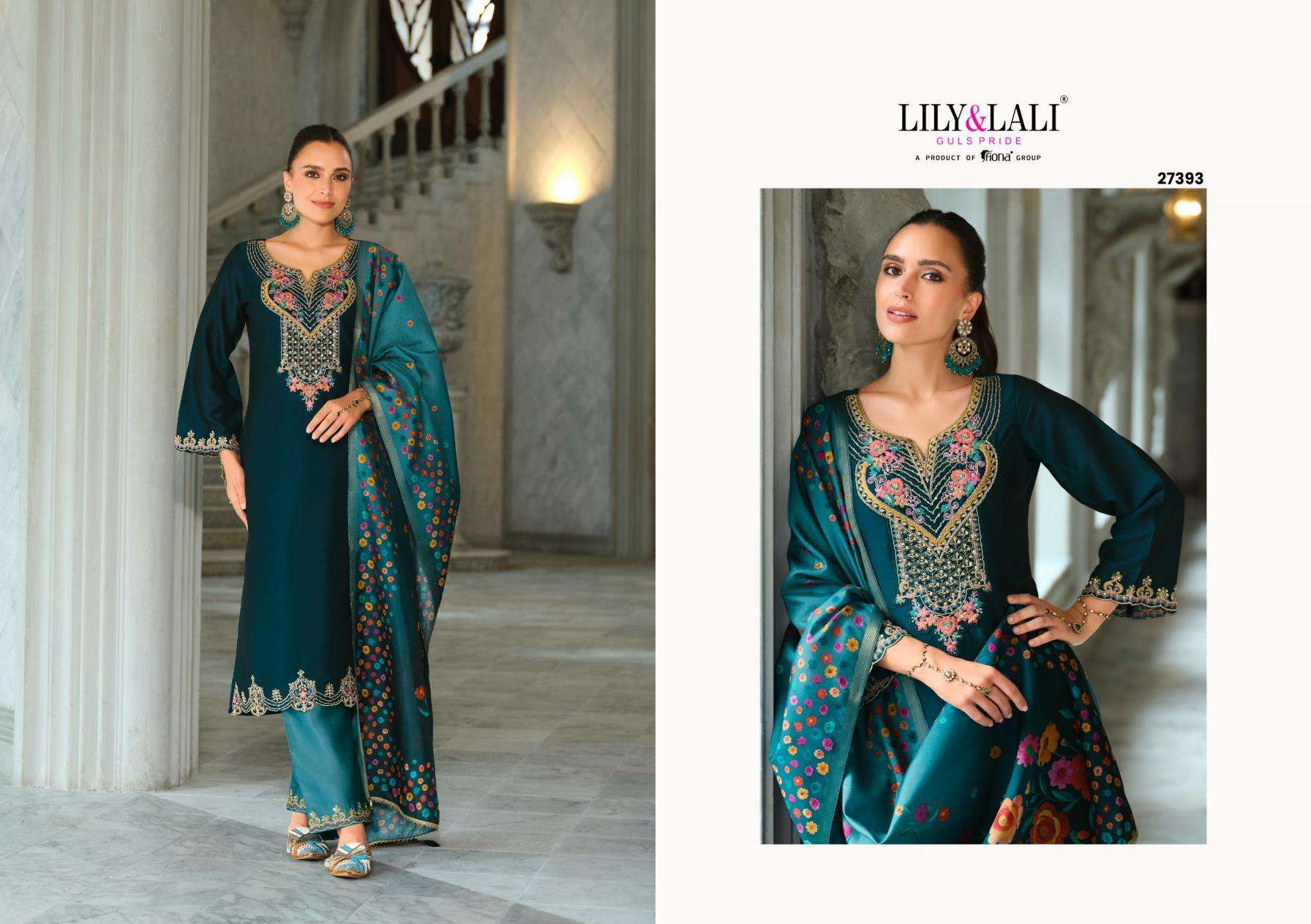 Lily & Lali Presents Monica Exclusive Silk Full Stitch 3pcs Catalog Wholesaler And Exporter In Surat 