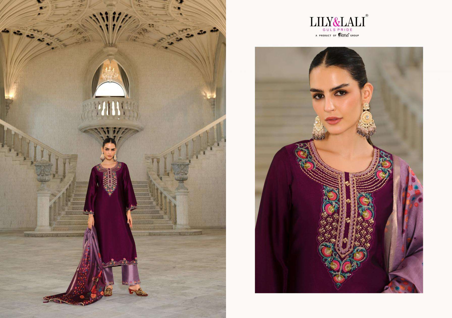 Lily & Lali Presents Monica Exclusive Silk Full Stitch 3pcs Catalog Wholesaler And Exporter In Surat 