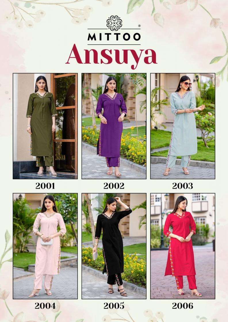 Mittoo Presents Ansuya Gadhawal Fab Thread Work Fully Stitch Kurti With Bottom Catalog Wholesaler And Exporter 