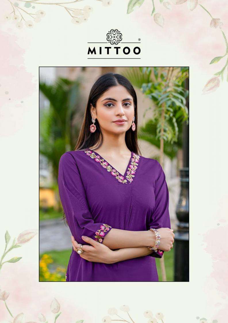 Mittoo Presents Ansuya Gadhawal Fab Thread Work Fully Stitch Kurti With Bottom Catalog Wholesaler And Exporter 