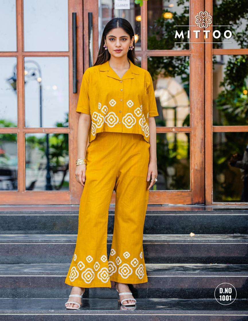 Mittoo Presents Ruby 2pcs Trendy Cotton Co-Ord Set For Women Catalog Wholesaler And Exporter In Surat