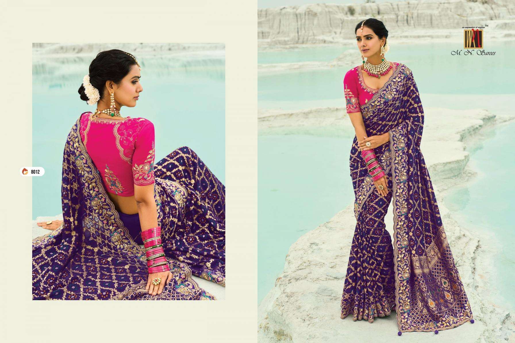 MN PRESENTS SHAHI POSHAK VOL-4 GEORGETTE BANDHEJ FUNCTION WEAR SAREES CATALOG WHOLESLAER AND EXPORTER 