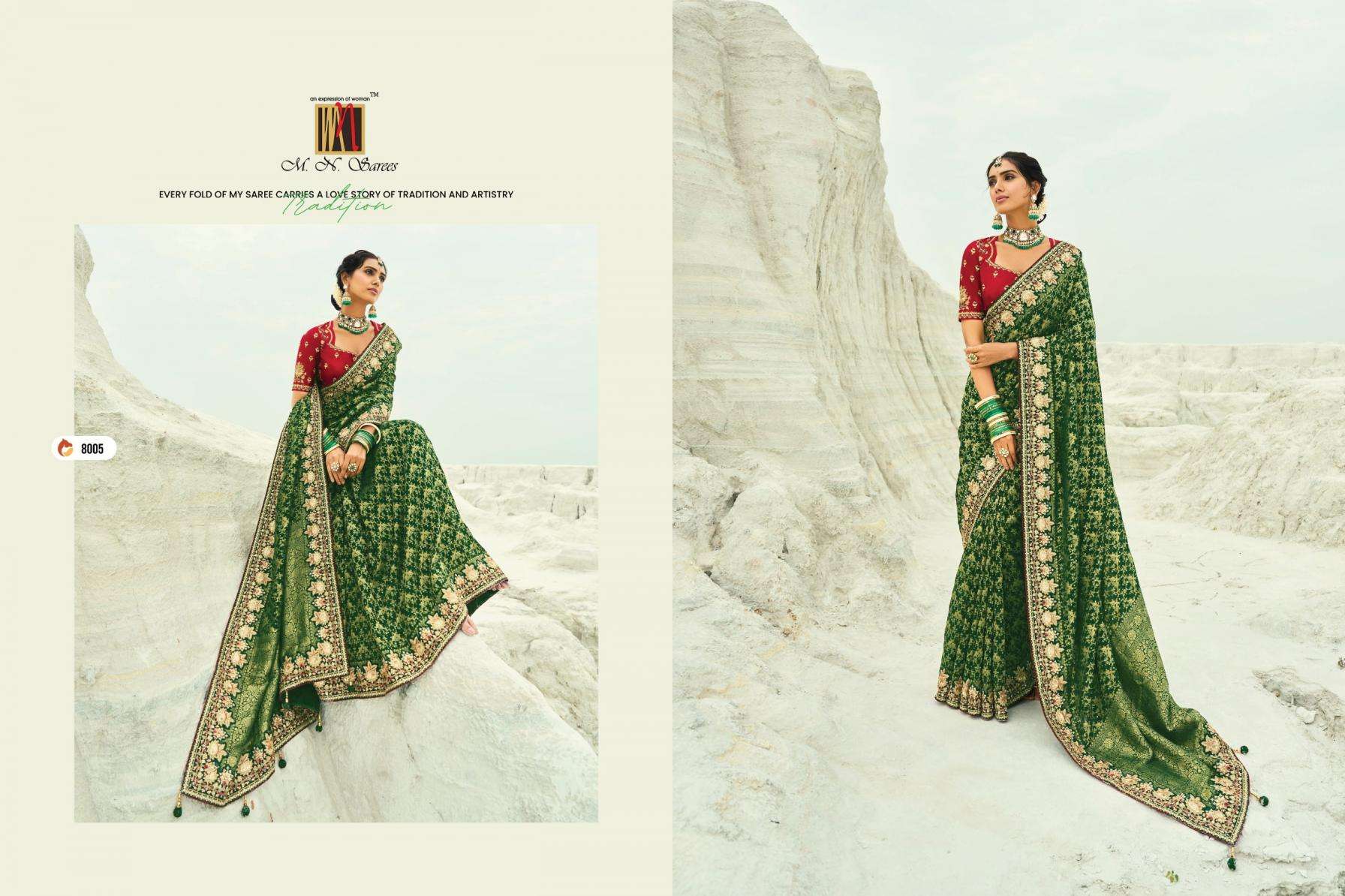 MN PRESENTS SHAHI POSHAK VOL-4 GEORGETTE BANDHEJ FUNCTION WEAR SAREES CATALOG WHOLESLAER AND EXPORTER 