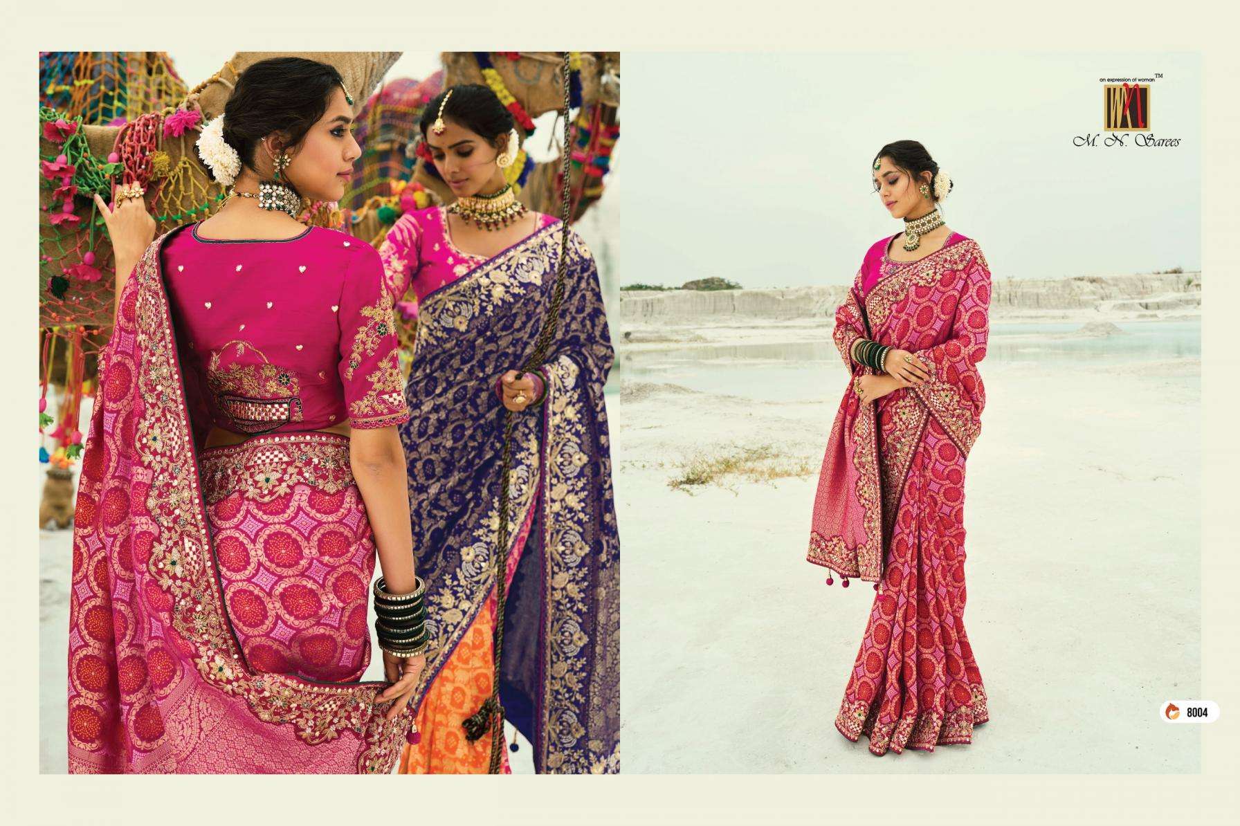 MN PRESENTS SHAHI POSHAK VOL-4 GEORGETTE BANDHEJ FUNCTION WEAR SAREES CATALOG WHOLESLAER AND EXPORTER 