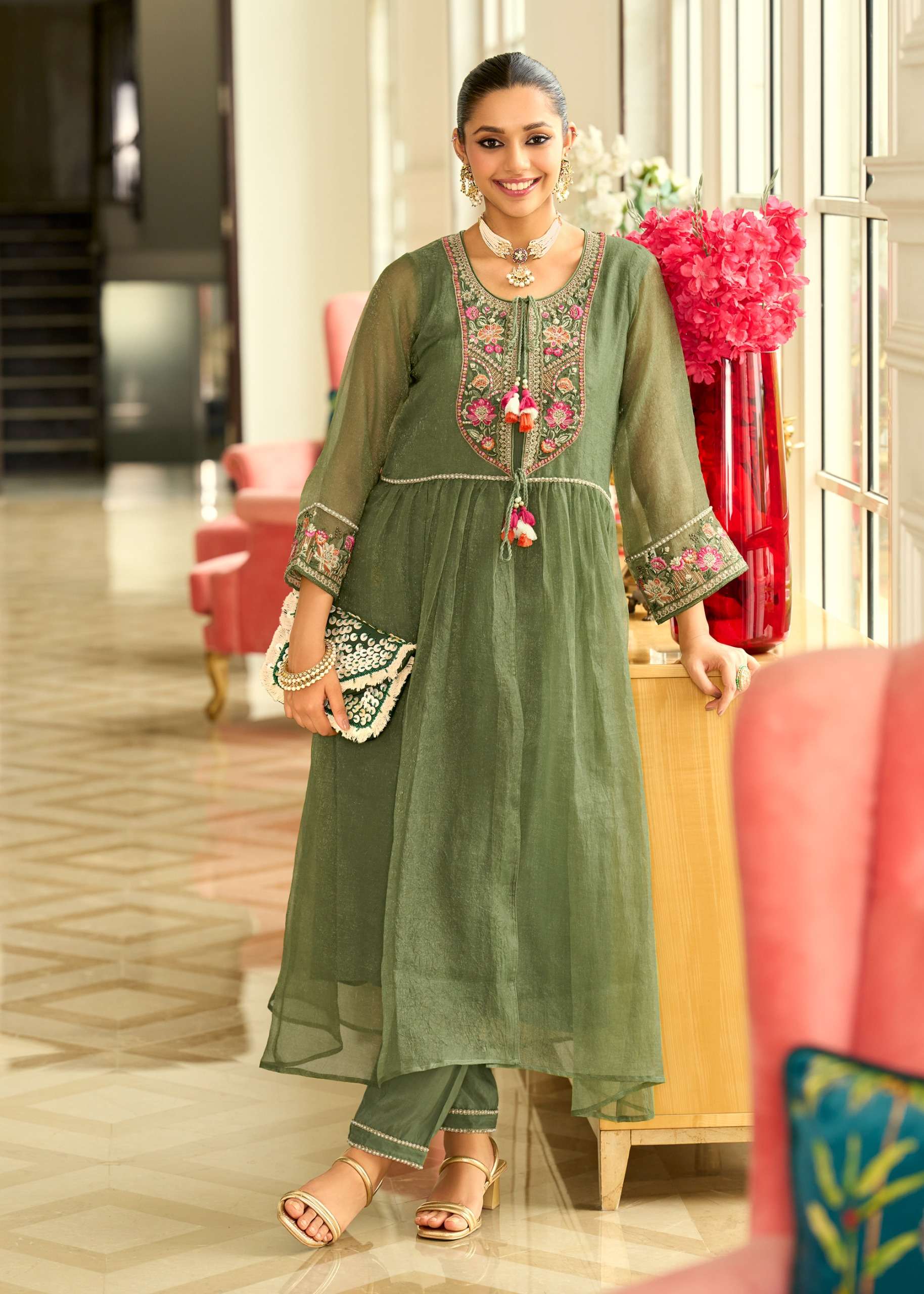 PRM PRESENTS SWARA PURE CRUSE ORGENJA DESIGNER KURTIS CATALOG WHOLESALER AND EXPORTER 