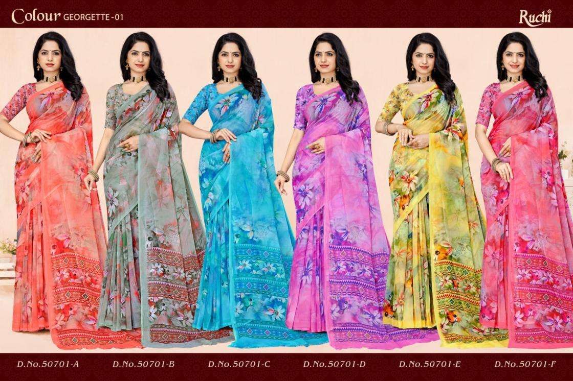 Ruchi Presents Colour Georgette Vol-1 Georgette Best Saree Catalog Wholesaler And Exporter 