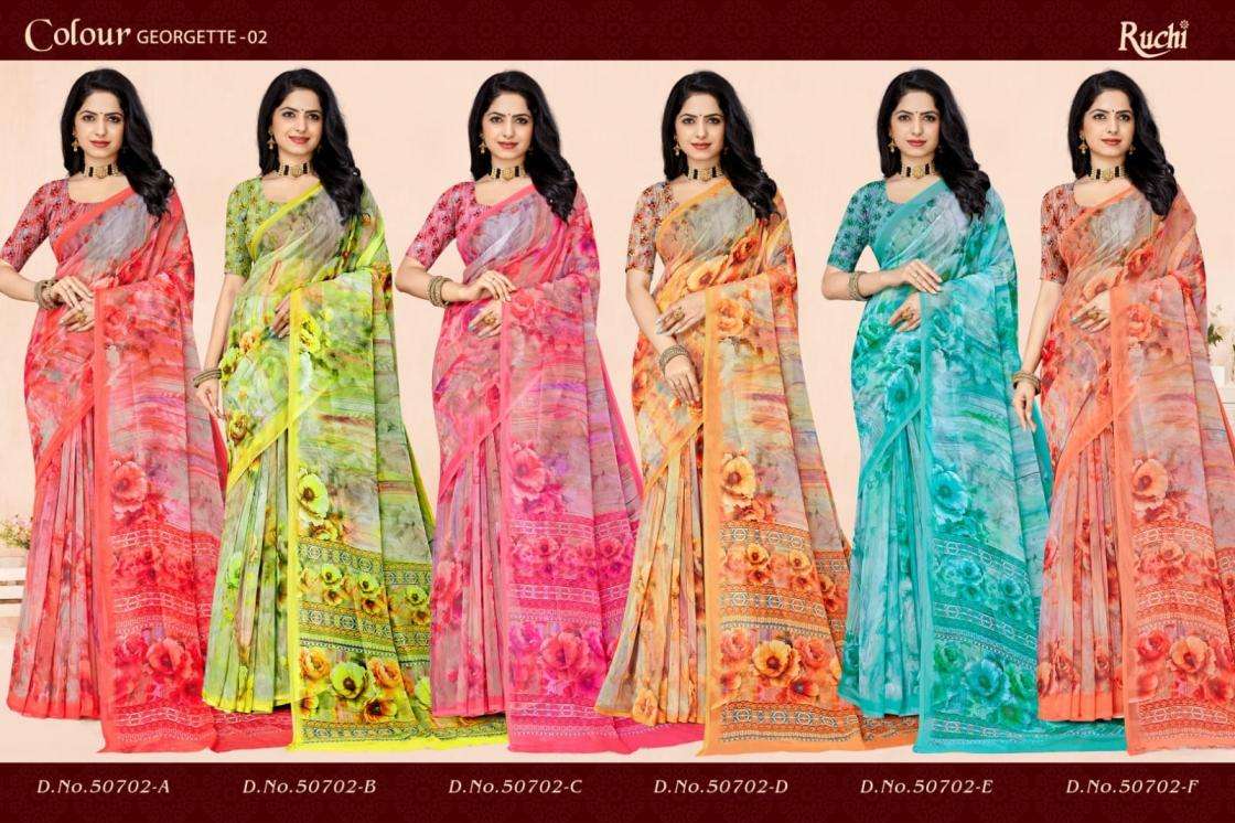 Ruchi Presents Colour Georgette Vol-2 Amazing Georgette Saree Catalog Wholesaler 