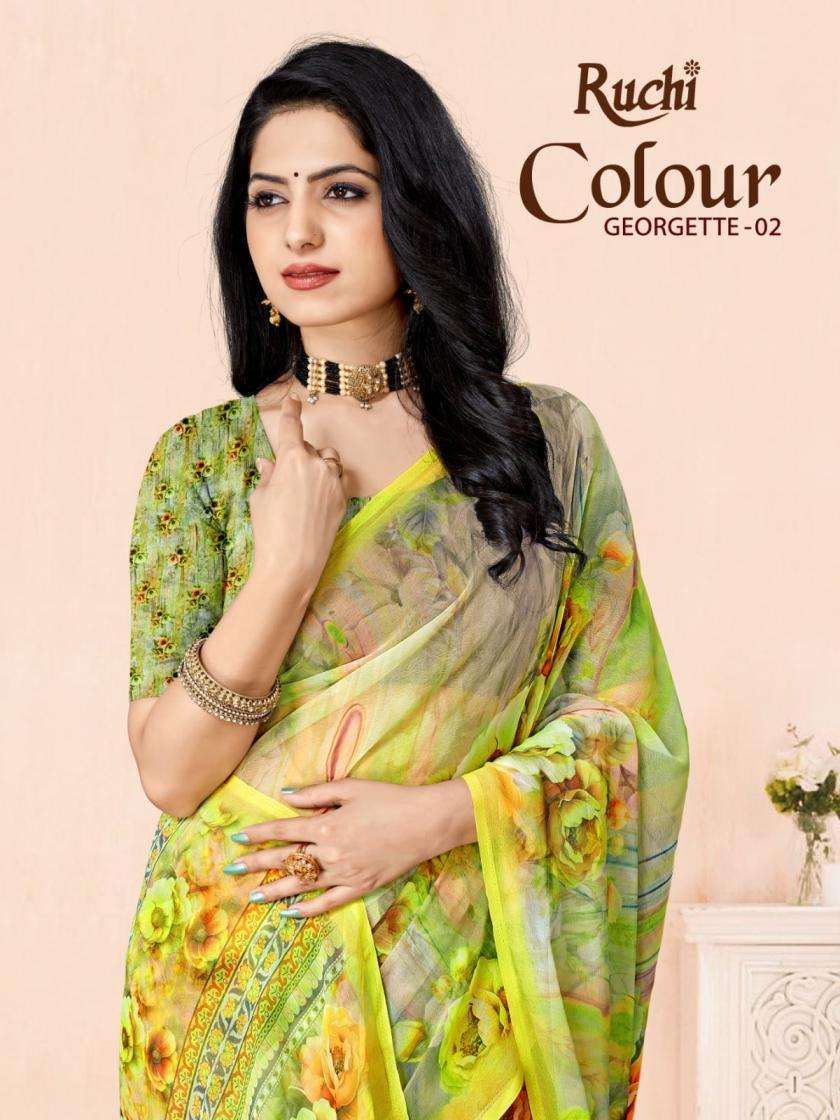 Ruchi Presents Colour Georgette Vol-2 Amazing Georgette Saree Catalog Wholesaler 