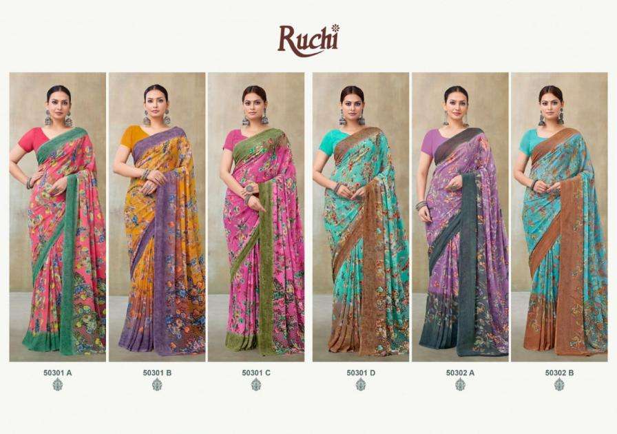 ruchi sarees presents ragaa georgette vol-21 georgette pretty look sarees catalog