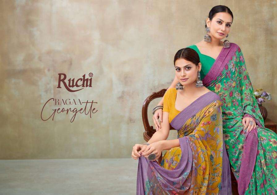 ruchi sarees presents ragaa georgette vol-21 georgette pretty look sarees catalog