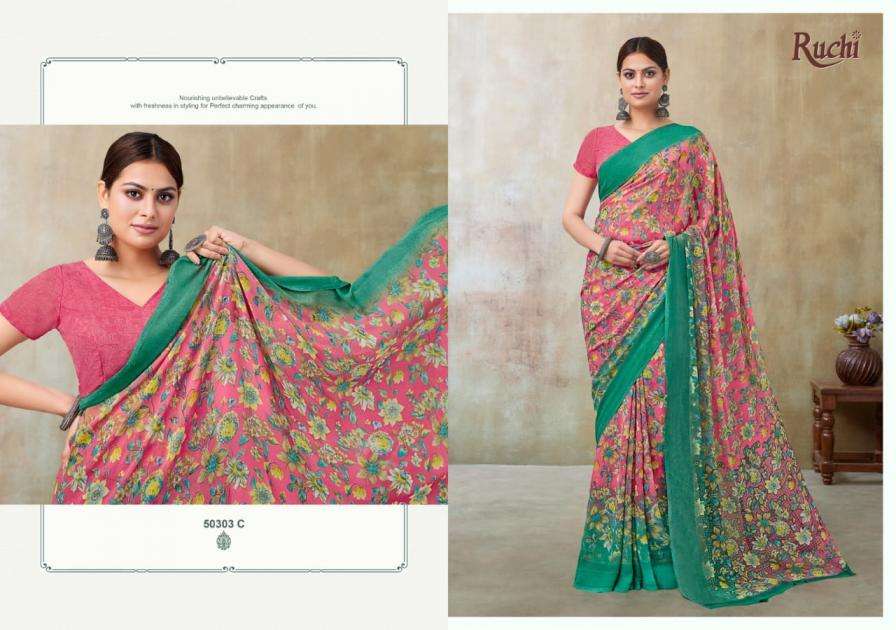 ruchi sarees presents ragaa georgette vol-21 georgette pretty look sarees catalog