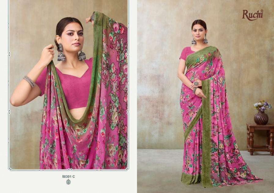 ruchi sarees presents ragaa georgette vol-21 georgette pretty look sarees catalog
