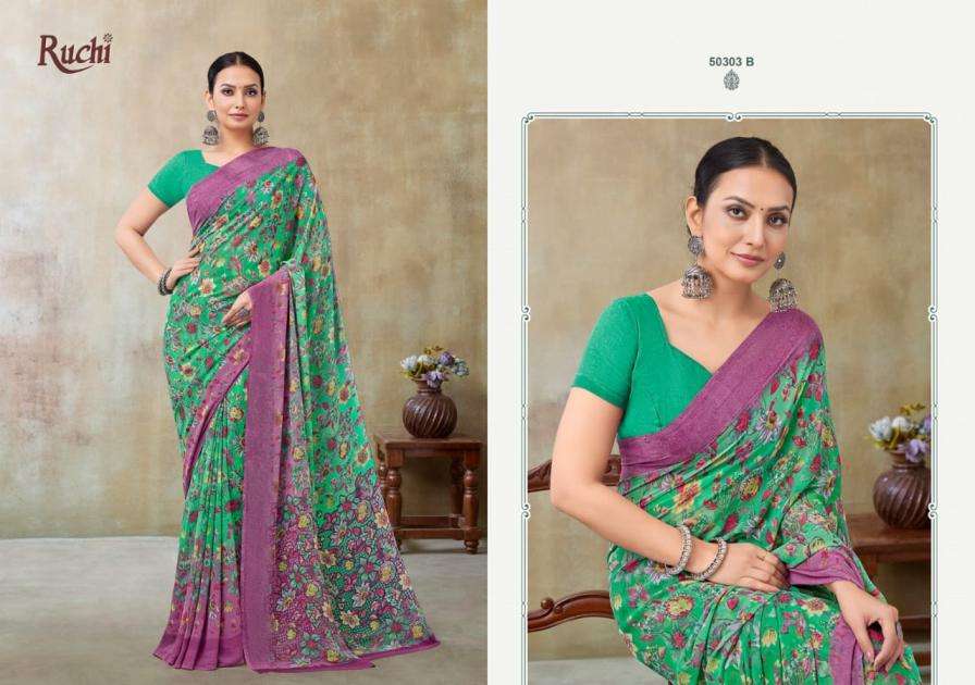 ruchi sarees presents ragaa georgette vol-21 georgette pretty look sarees catalog