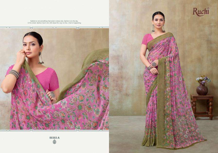 ruchi sarees presents ragaa georgette vol-21 georgette pretty look sarees catalog