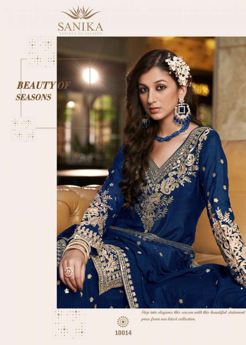 Sanika Fashion Presents Swara Fully Stitch Chinon Silk Plazzo Style Salwar Suits Catalog Wholesaler And Exporter In Surat