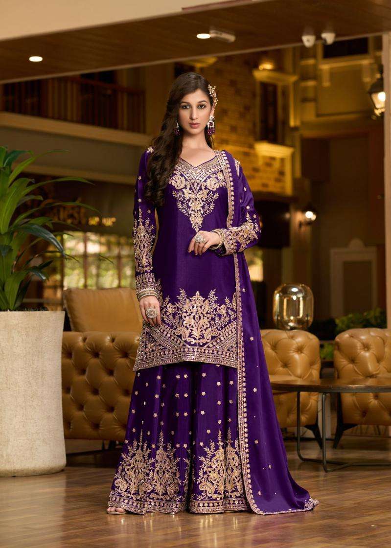 Sanika Fashion Presents Swara Fully Stitch Chinon Silk Plazzo Style Salwar Suits Catalog Wholesaler And Exporter In Surat