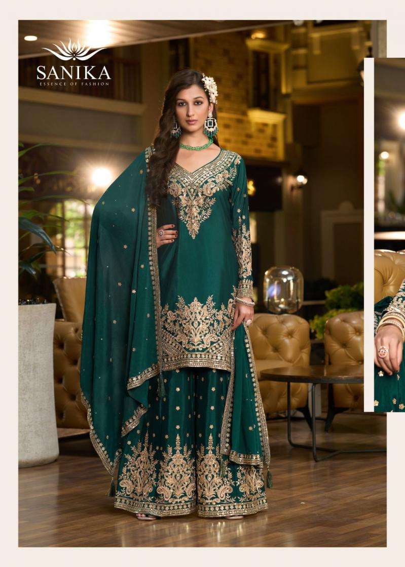 Sanika Fashion Presents Swara Fully Stitch Chinon Silk Plazzo Style Salwar Suits Catalog Wholesaler And Exporter In Surat