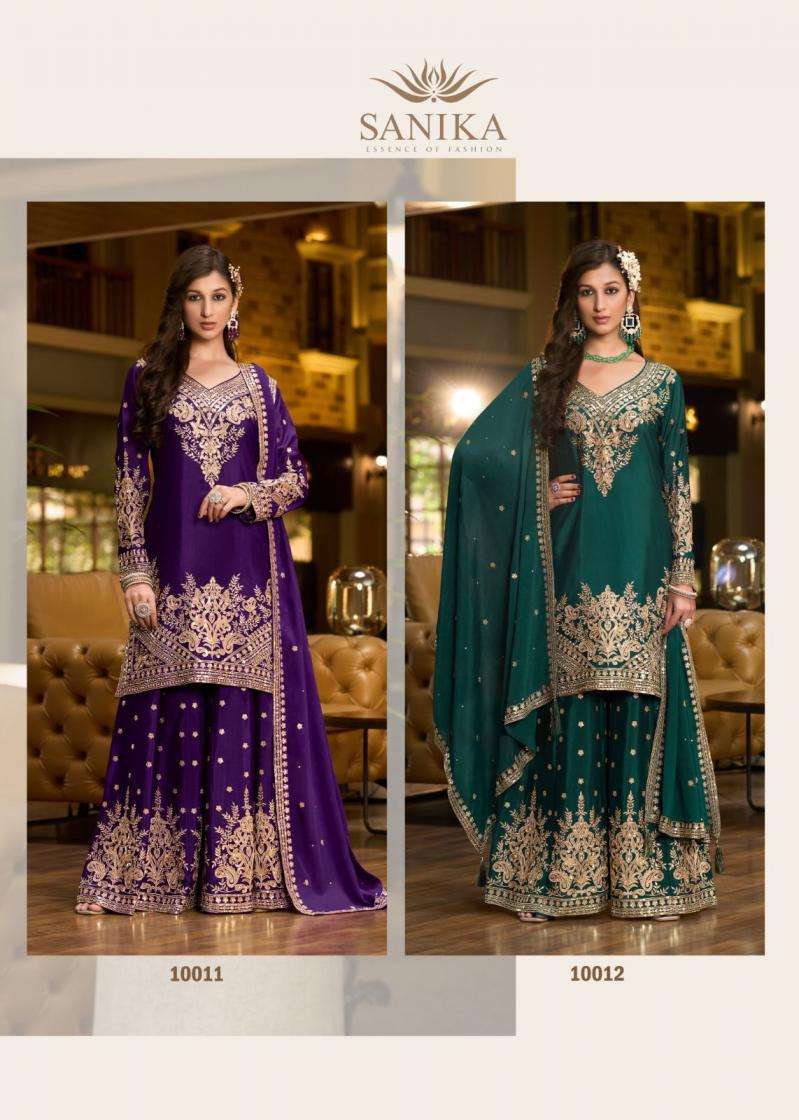Sanika Fashion Presents Swara Fully Stitch Chinon Silk Plazzo Style Salwar Suits Catalog Wholesaler And Exporter In Surat
