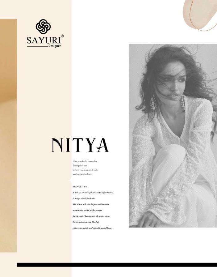 sayuri designer nitya silk georgette readymade trendy western 3pcs dress catalog wholesaler and exporter in surat
