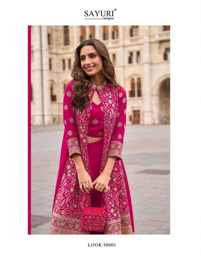 SAYURI DESIGNER PRESENTS ISHA READYMADE TRADITIONAL GEORGETTE  PLAZZO SETT CATALOG WHOLESLER AND EXPORTER 