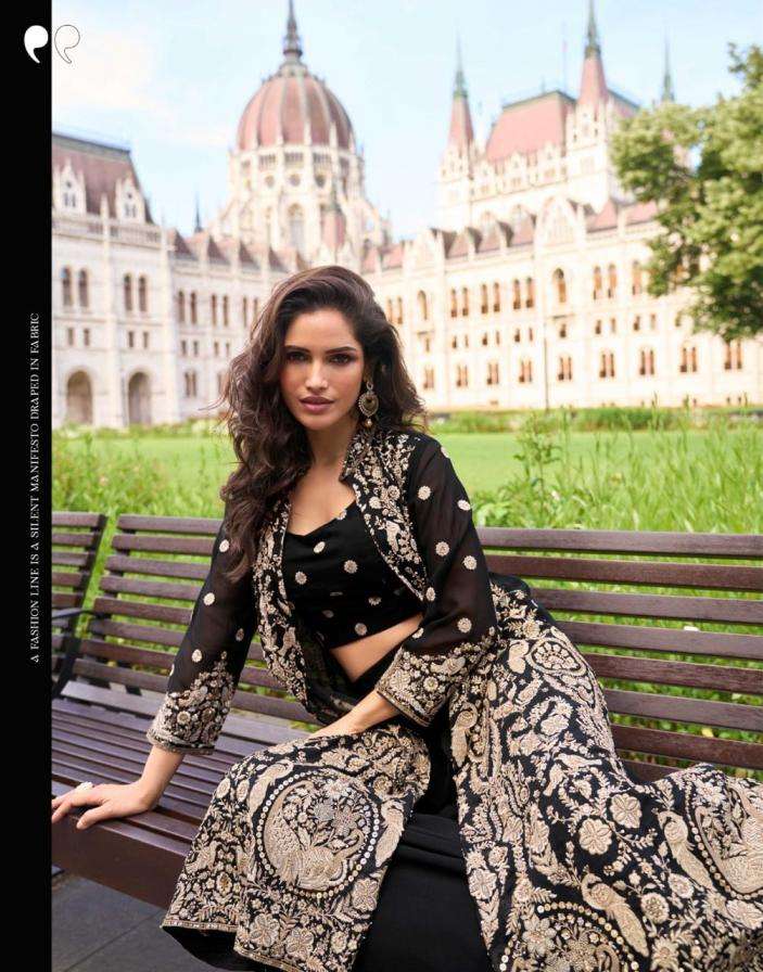 SAYURI DESIGNER PRESENTS ISHA READYMADE TRADITIONAL GEORGETTE  PLAZZO SETT CATALOG WHOLESLER AND EXPORTER 