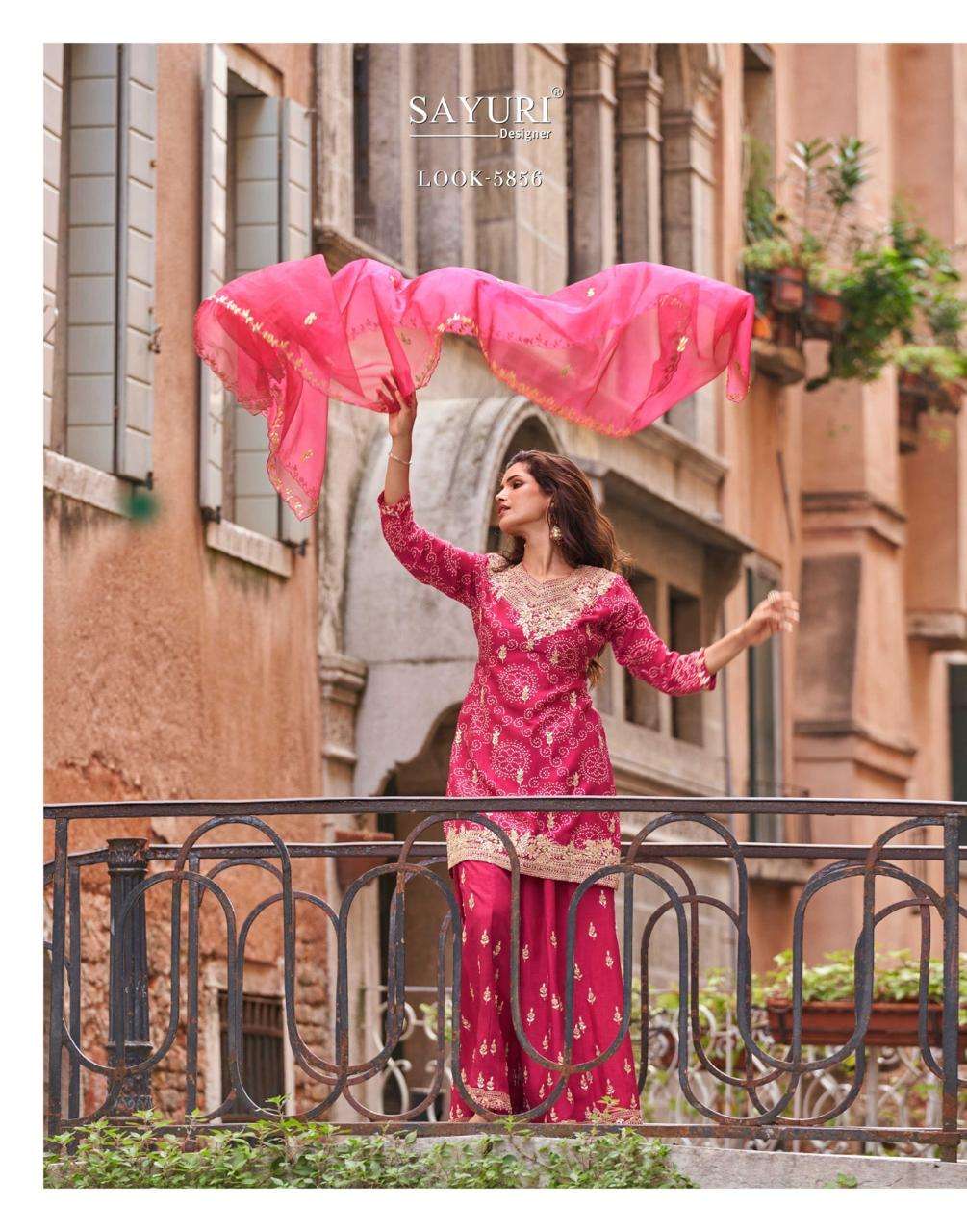 sayuri designer presents meena chinon silk readymade classic dress catalog wholesaler and exporter in surat