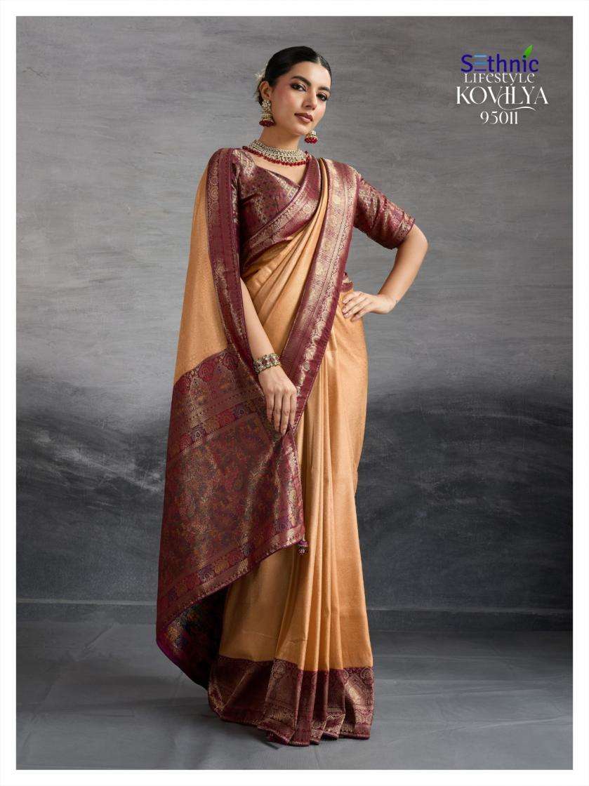 Sethnic Lifestyle Presents Kovilya Vol-3 Gorgeous Look Kanjivaram Silk Sarees Catalog Wholesaler And Exporter 