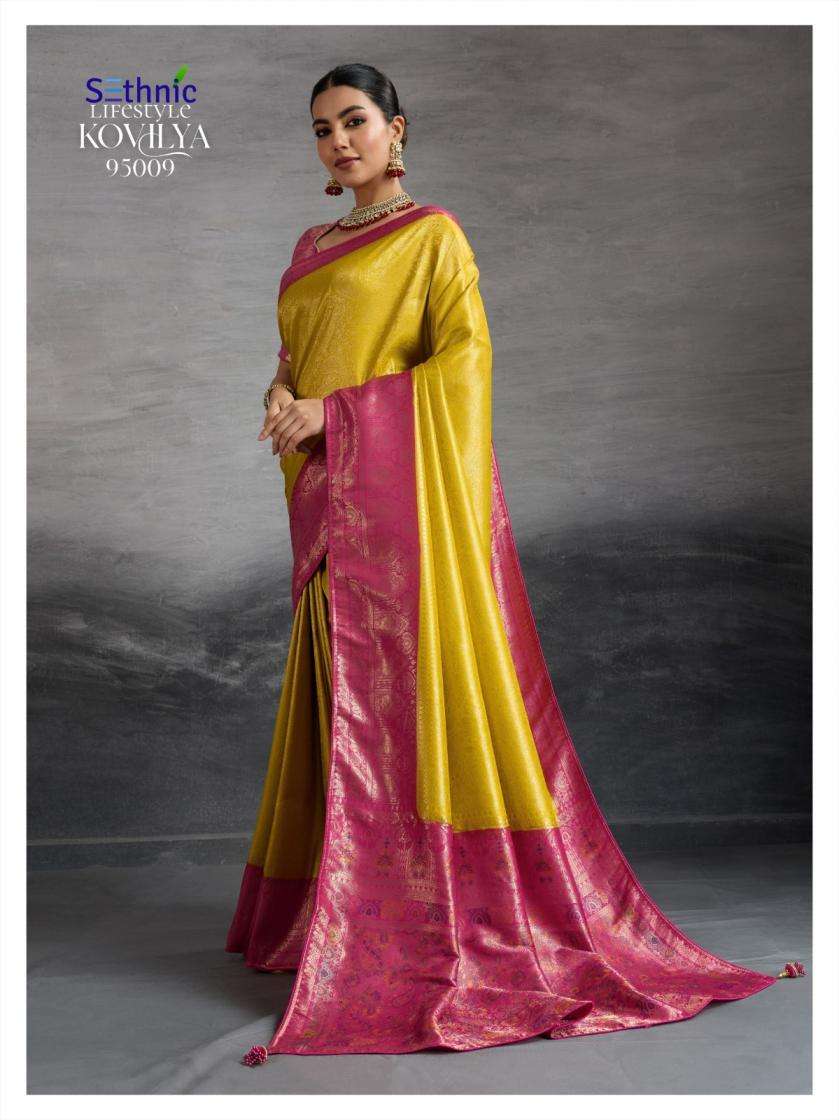 Sethnic Lifestyle Presents Kovilya Vol-3 Gorgeous Look Kanjivaram Silk Sarees Catalog Wholesaler And Exporter 