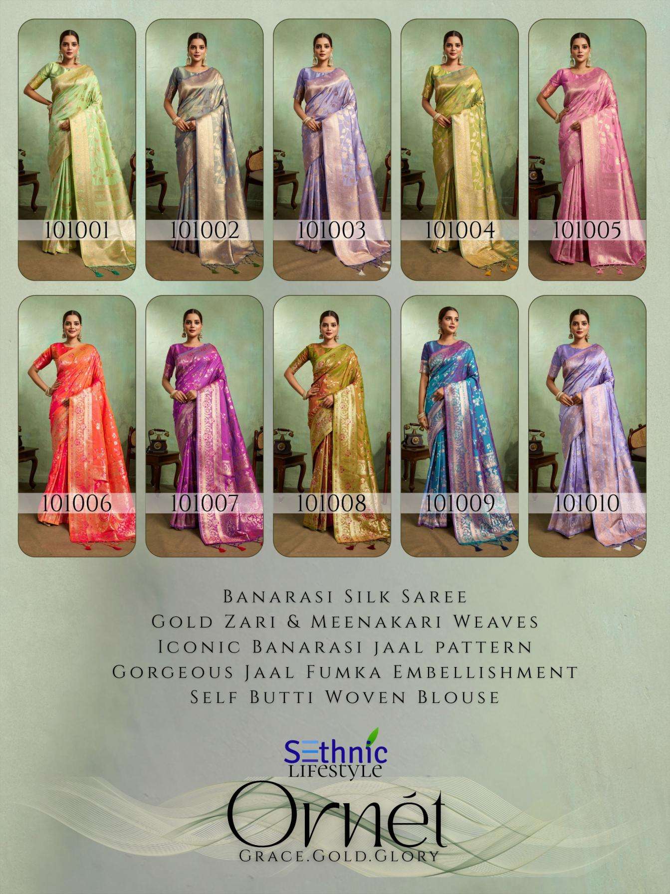 Sethnic Lifestyle Presents Ornet Dual Tone Banarasi Silk Traditional Saree Perfect For Festivals Catalog Wholesaler And Exporter 