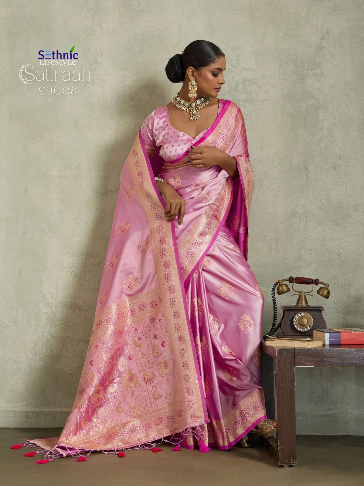 SETHNIC PRESENTS SATIRAAH FANCY SATIN SILK SAREES CATALOG WHOLESALER AND EXPORTER IN SURAT