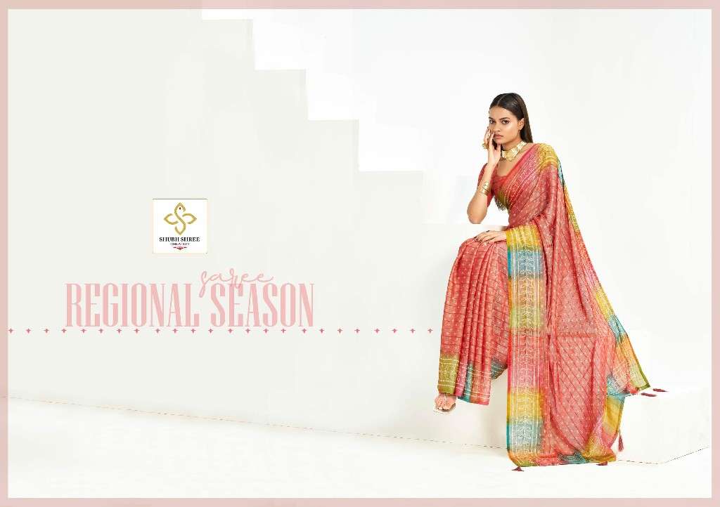SHUBH SHREE CREATION PRESENTS SANDHIYA VOL-2 WHOLESALE CHIFFON CHEQS BRASSO FANCY INDIAN SAREES CATALOG WHOLESALER AND EXPORTER 