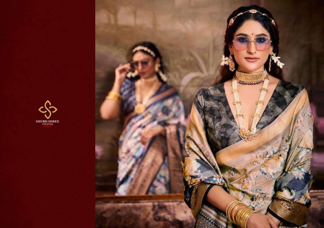 SHUBH SHREE CREATION PRESENTS STRIVA FANCY TUSSER SILK SAREES CATALOG WHOLESALER AND EXPORTER IN SURAT