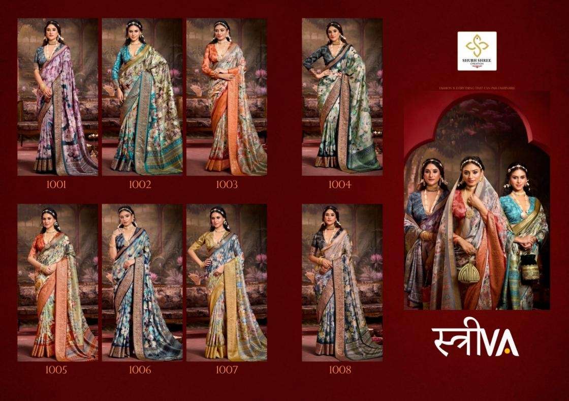 SHUBH SHREE CREATION PRESENTS STRIVA FANCY TUSSER SILK SAREES CATALOG WHOLESALER AND EXPORTER IN SURAT