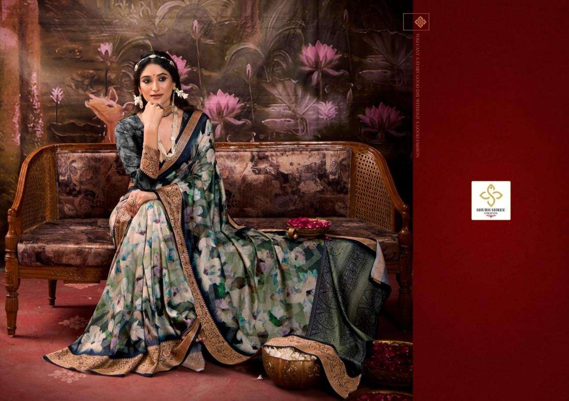 SHUBH SHREE CREATION PRESENTS STRIVA FANCY TUSSER SILK SAREES CATALOG WHOLESALER AND EXPORTER IN SURAT