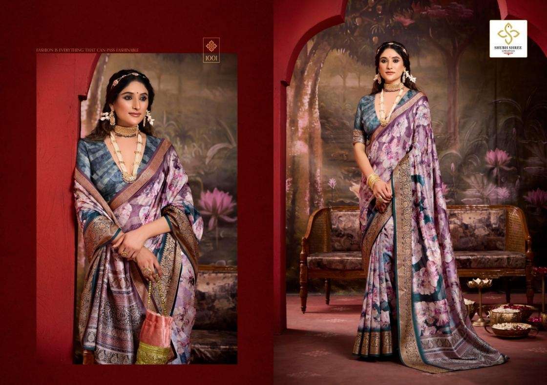 SHUBH SHREE CREATION PRESENTS STRIVA FANCY TUSSER SILK SAREES CATALOG WHOLESALER AND EXPORTER IN SURAT