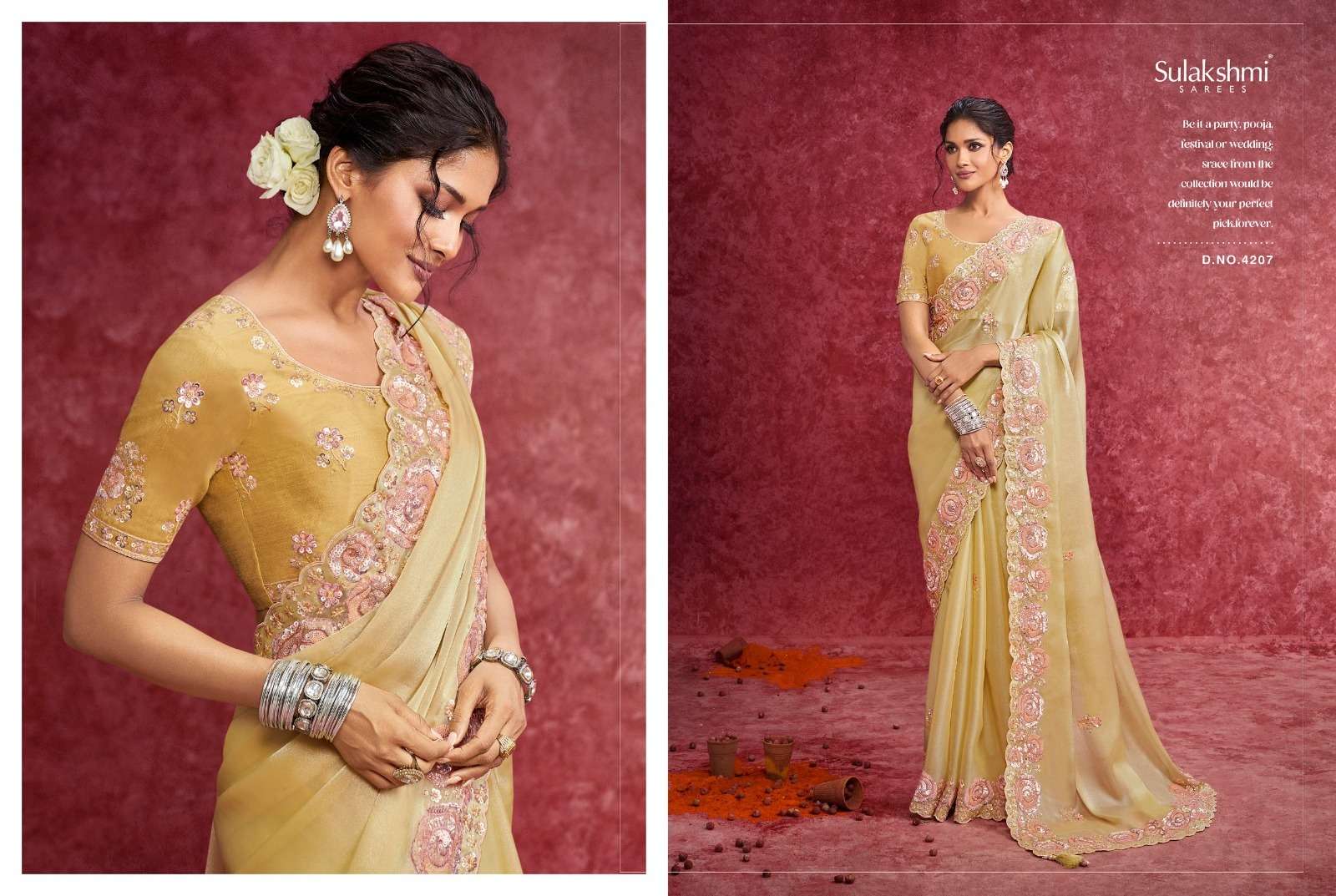 Sulakshmi Presents Ambika Fancy Designer Rich Look Occasion Wear Sarees Catalog Wholesaler And Exporter  